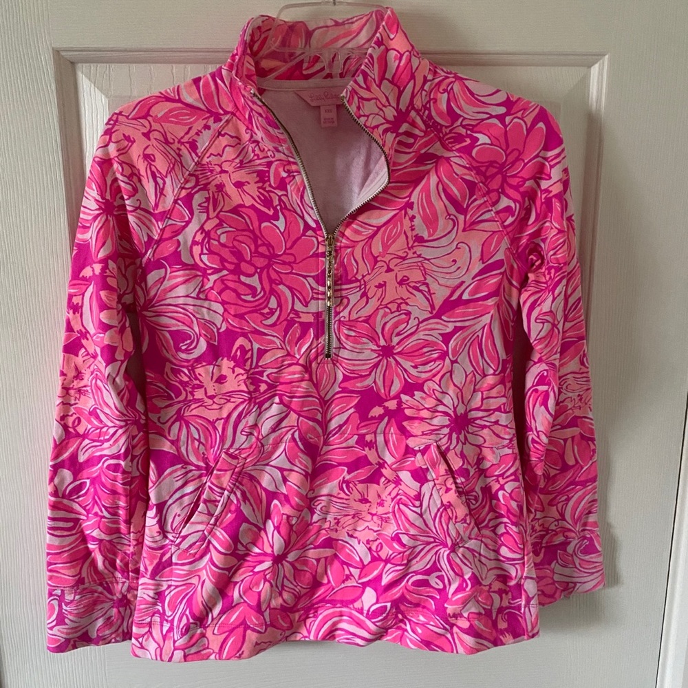 Lilly Pulitzer half zip cat print